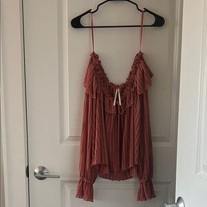 Ruffled Mauve Pink Off Shoulder Top